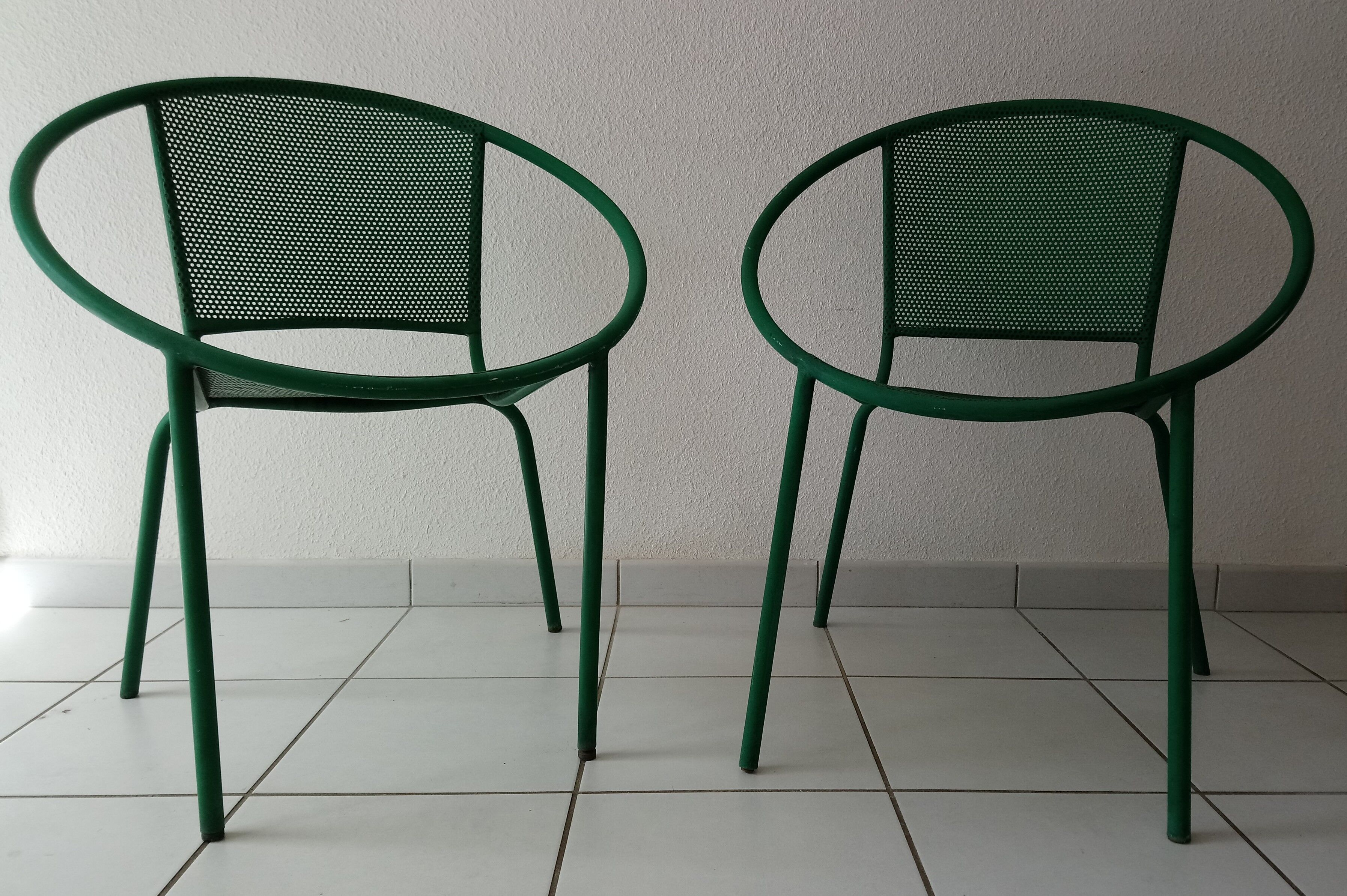 Pair of chairs half moon garden 80s Italian design