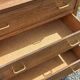 Vintage oak commode with tapered legs from the 1950s.