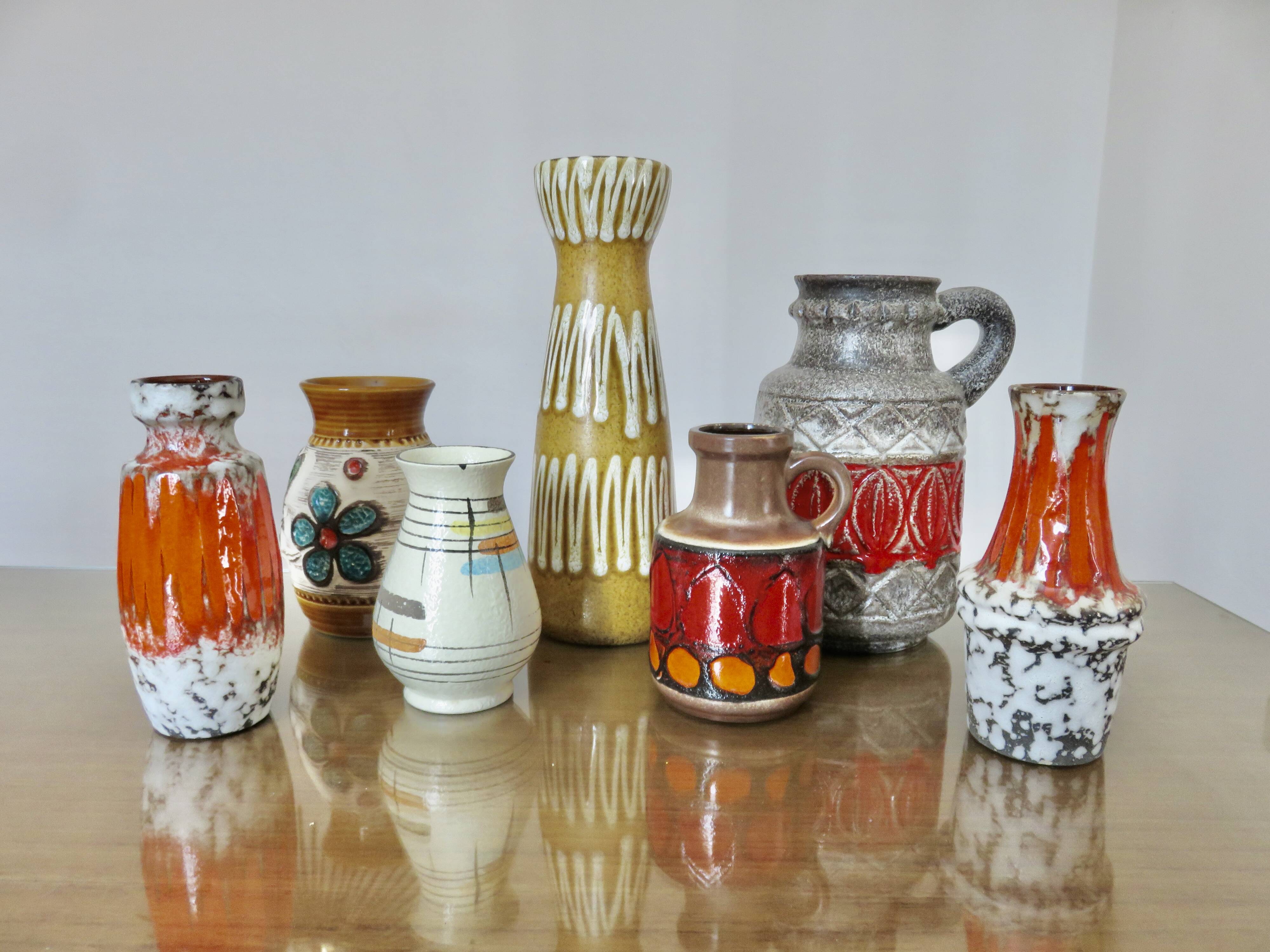 Orange "fat lava" ceramic vase, West Germany, 1970