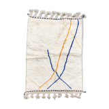Moroccan Berber beni ouarain ecru rug with colored lines 145x98cm