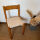 Vintage wooden chair with cream white corduroy seat