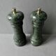 Green marble and pepper shaker set