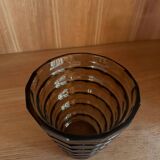 Daum Art Deco vase signed DAUM Croix de Lorraine Nancy FRANCE, smoked glass, faceted vase.