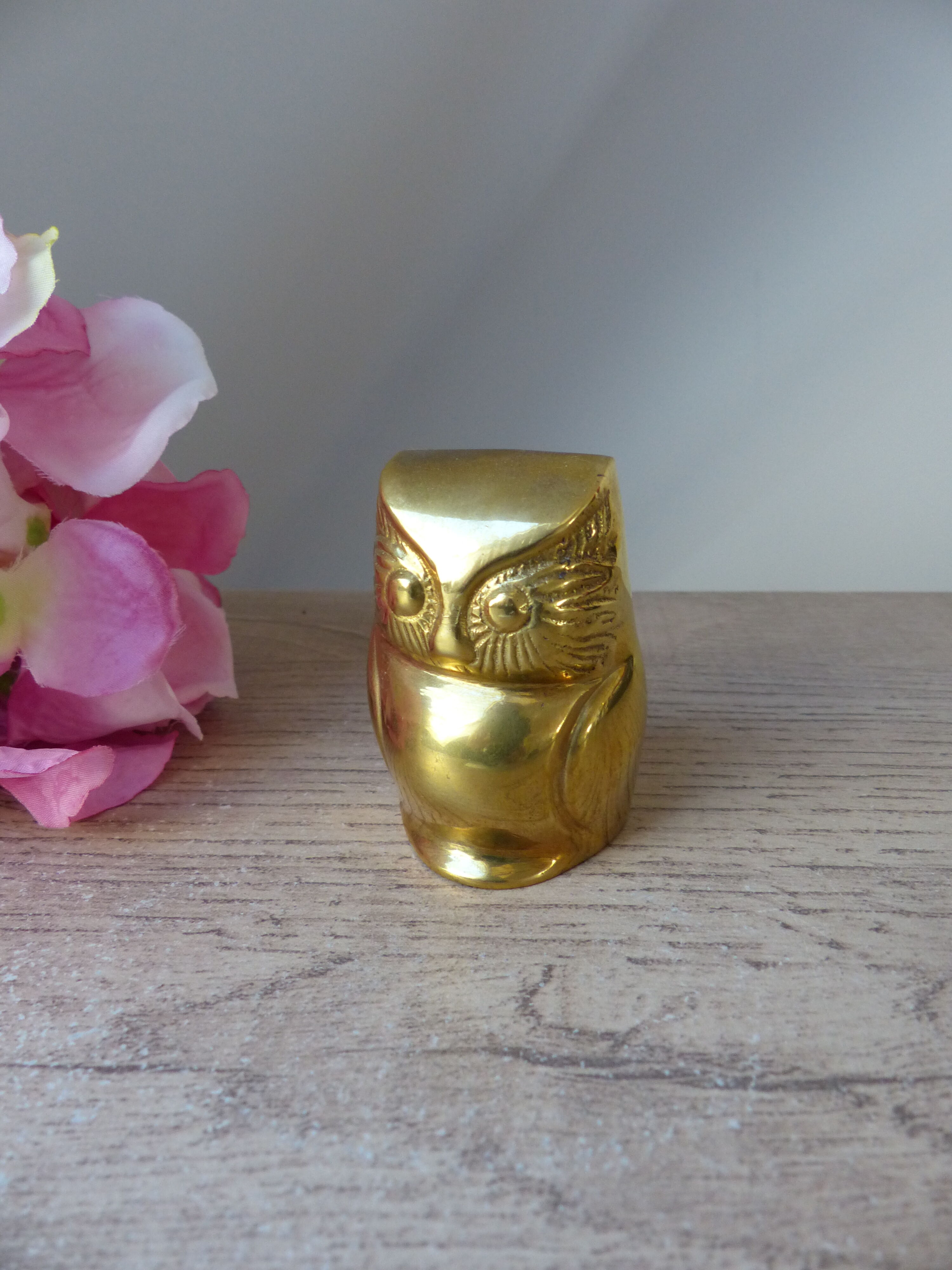 Figure Owl Hollow Brass Sculpture Vintage Collection