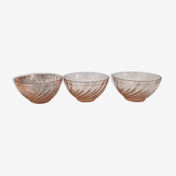 Set of 3 rosaline bowls, vintage