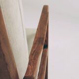 Fauteuil vintage olive vert velours côtelé 1960