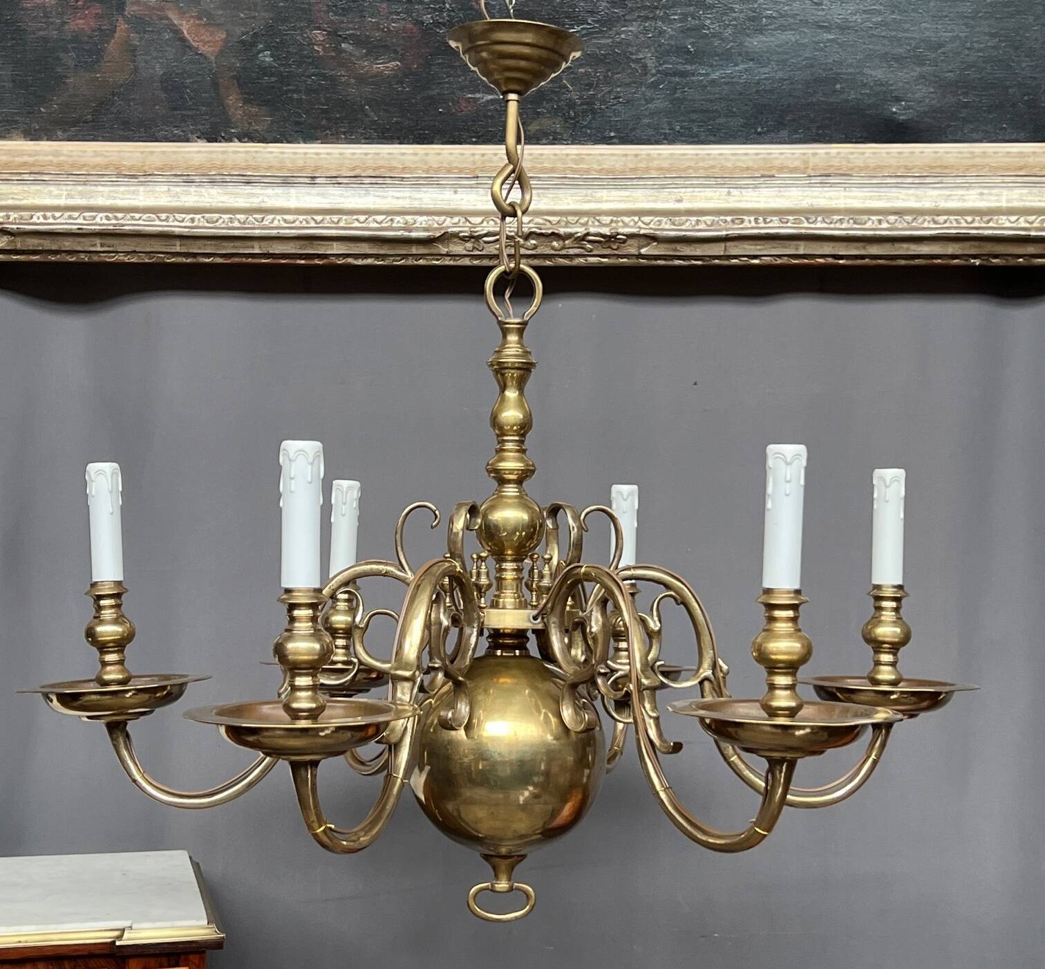 Chandelier from an old castle in solid bronze.