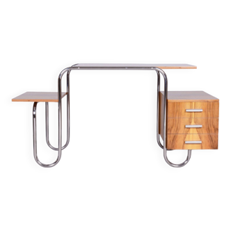 Bureau Bauhaus restauré, par André Lurcat, noyer, nouveau polonais, tchèque, années 1930