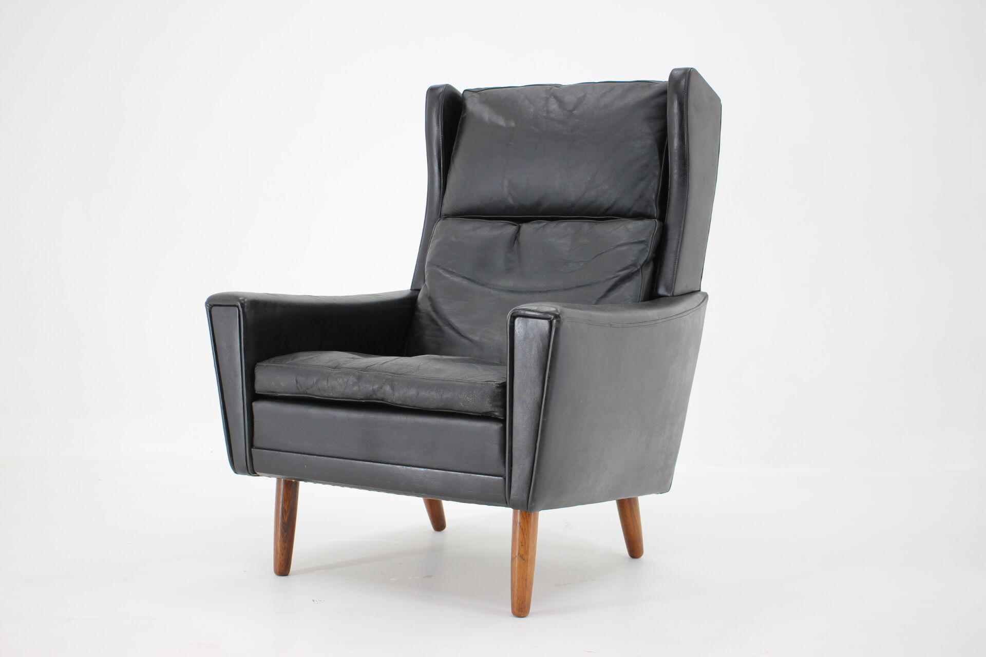 1970s leather wingback lounge chair, denmark