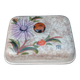 Large glazed ceramic butter cellar Vallauris signed Tess years 60/70 flower decoration in relief.