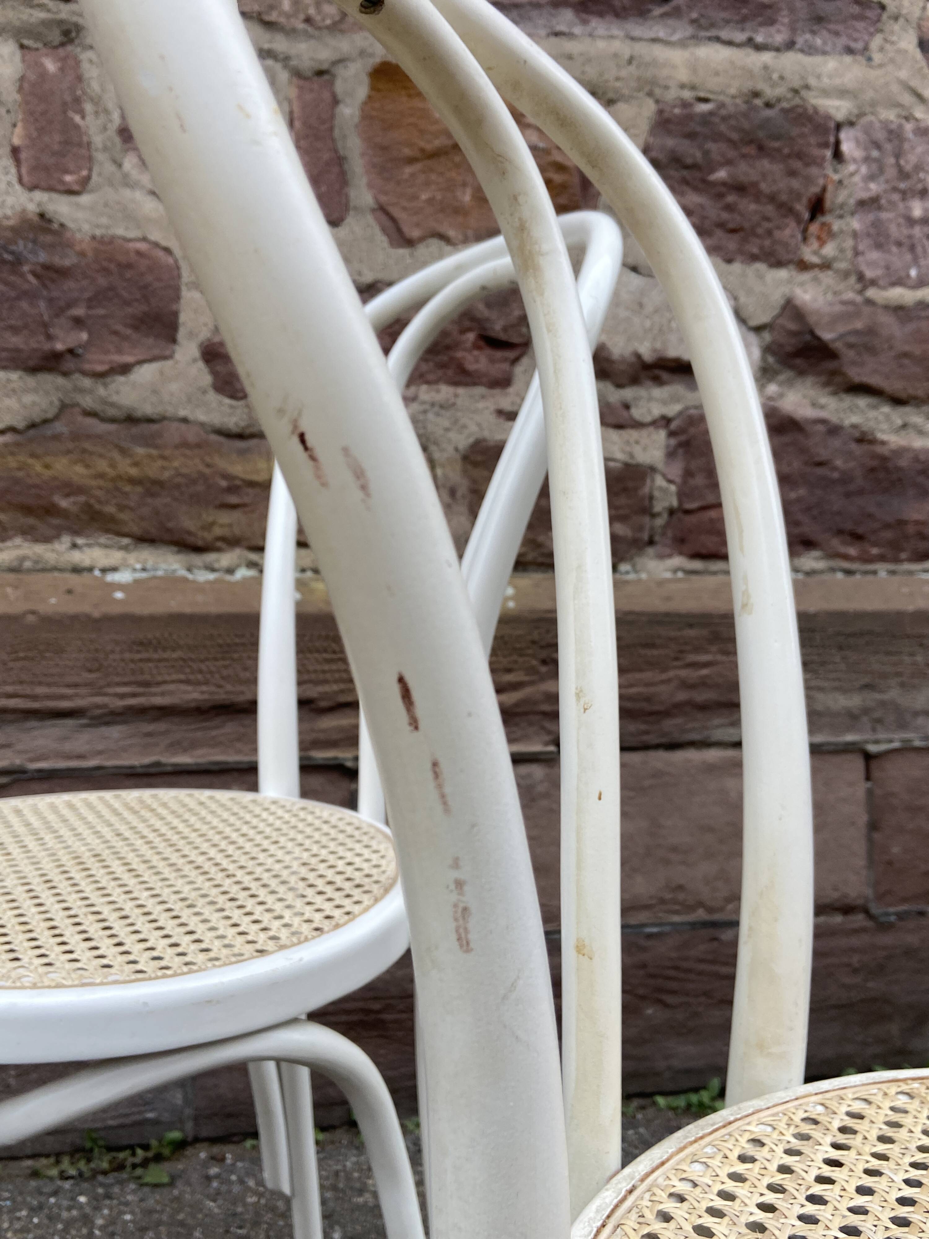 2 shabby chic bistro chairs in vintage curved wood