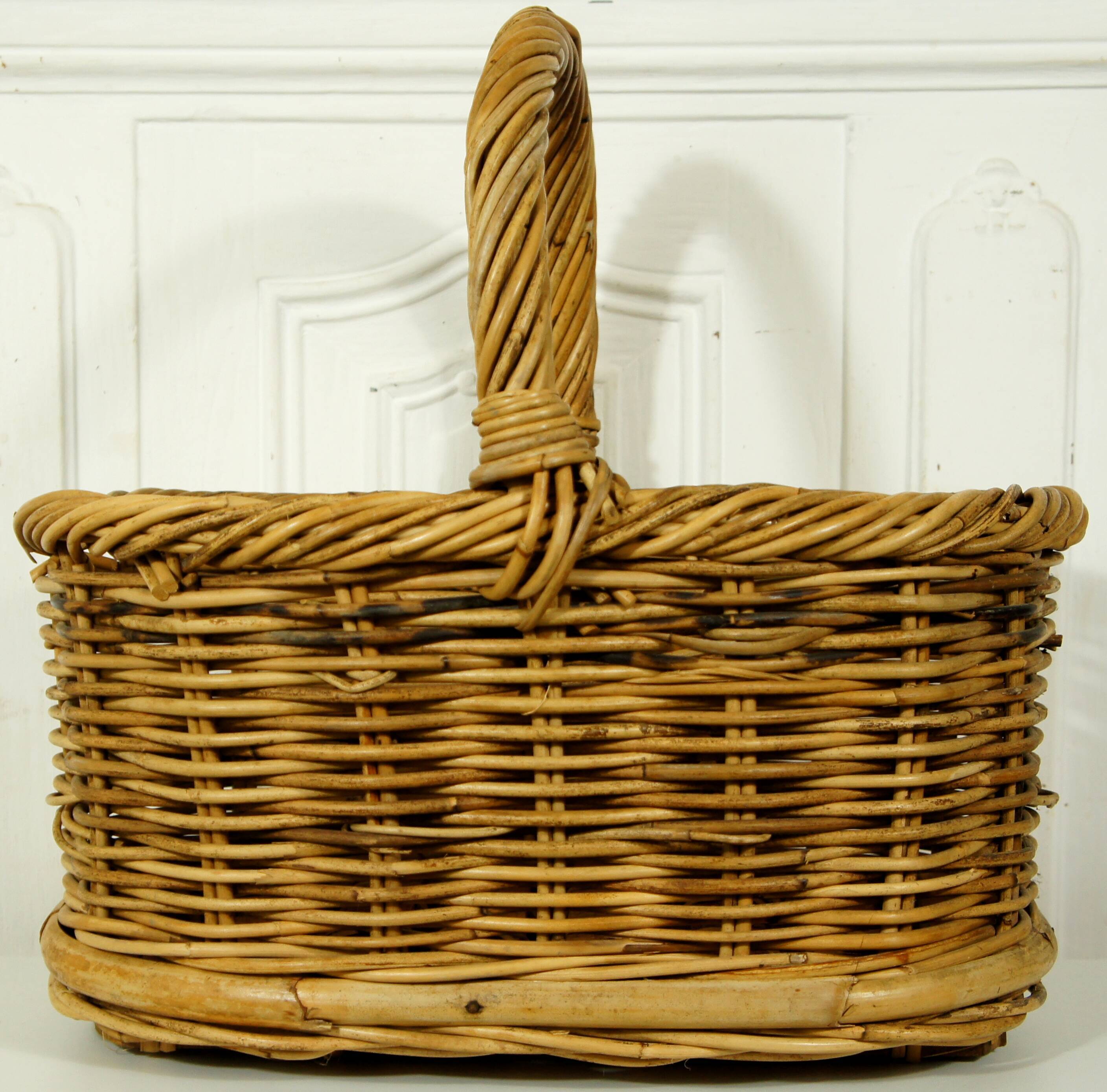 Rattan & bamboo bottle basket