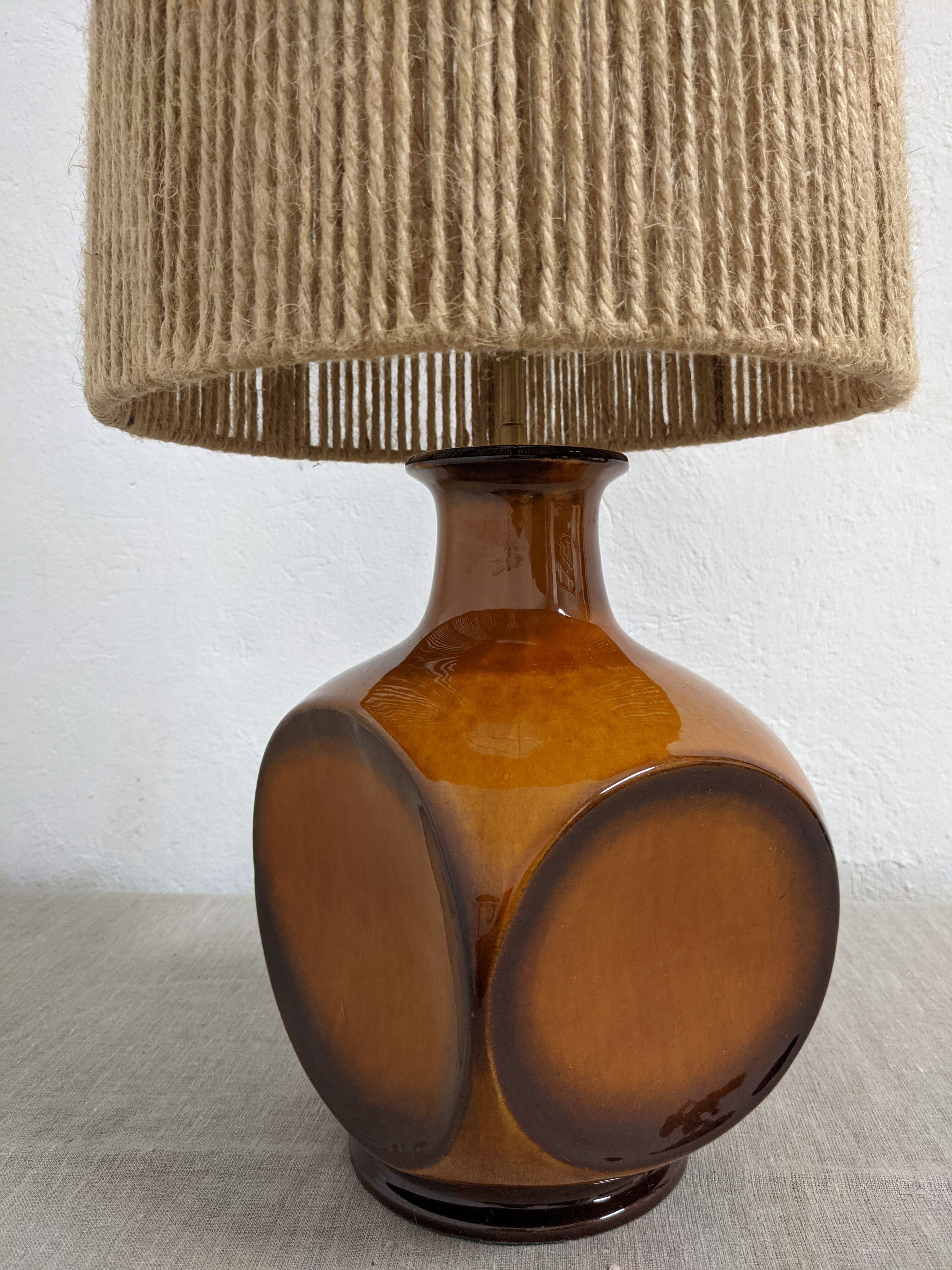 Vintage ceramic lamp and jute rope