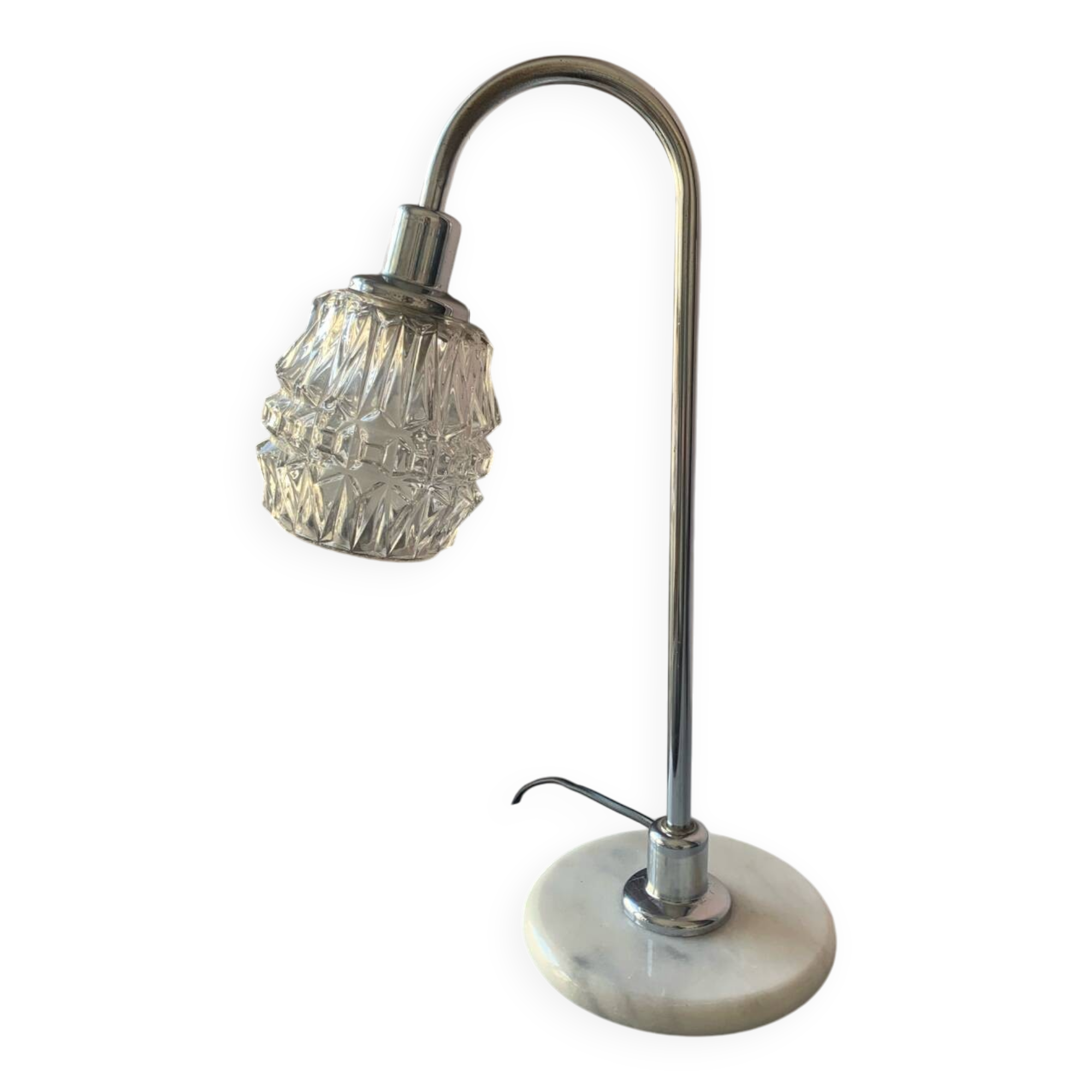 Vintage 70s chrome and marble lamp