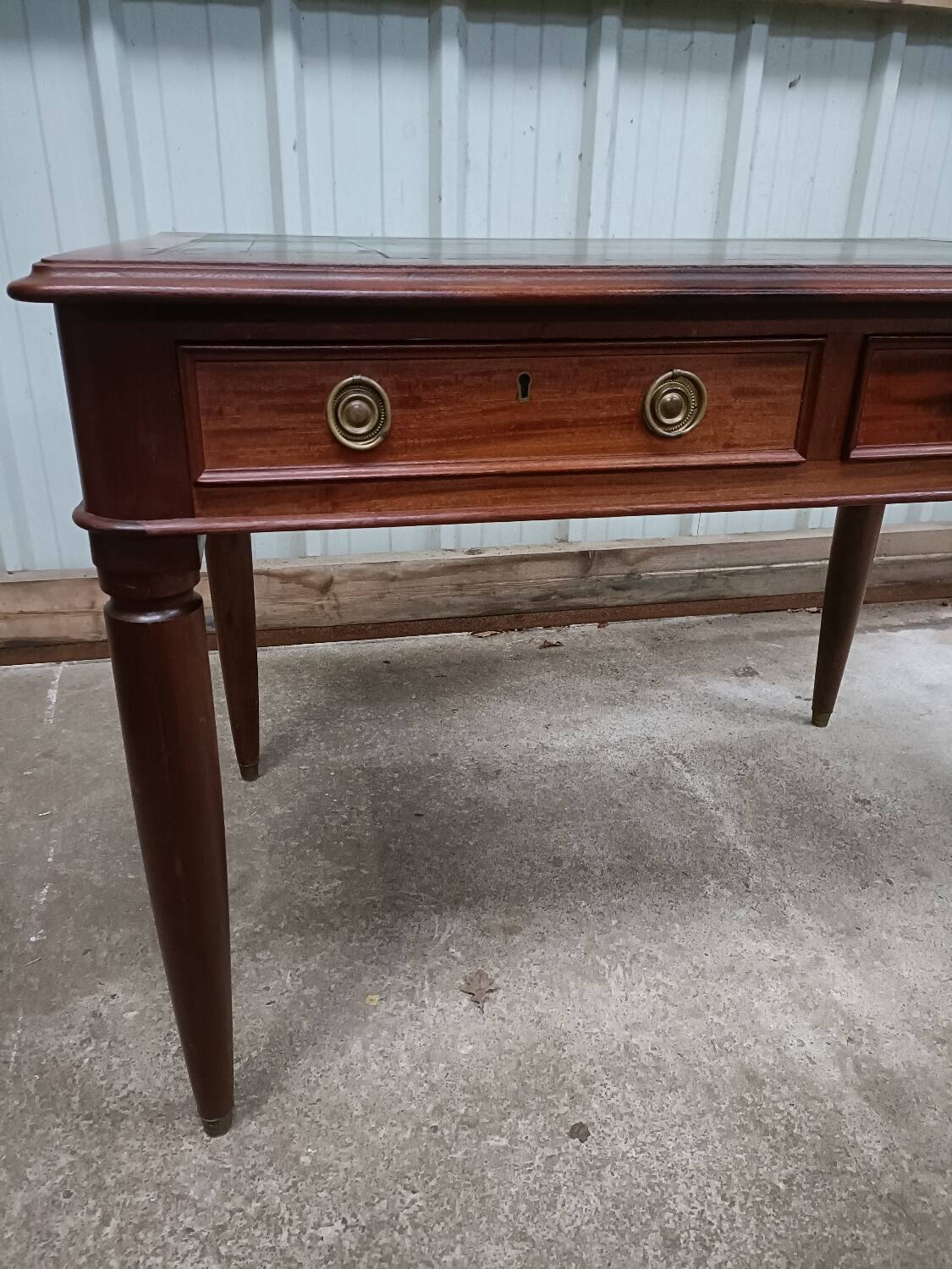 Vintage mahogany desk and leather top