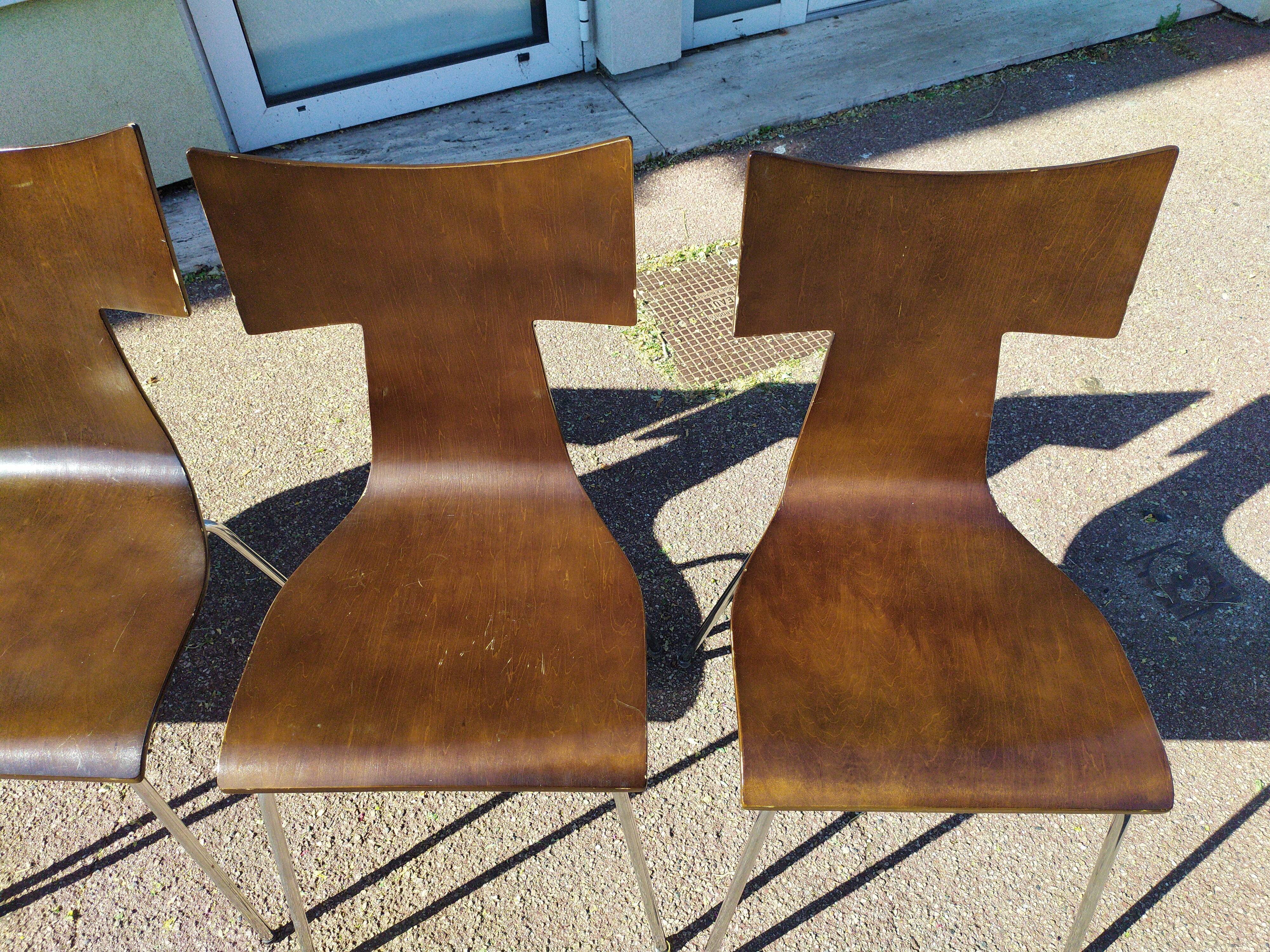 Set of 4 metal and wood chairs