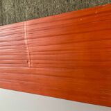 Pair of contemporary wall shelves in steel and stained wood
