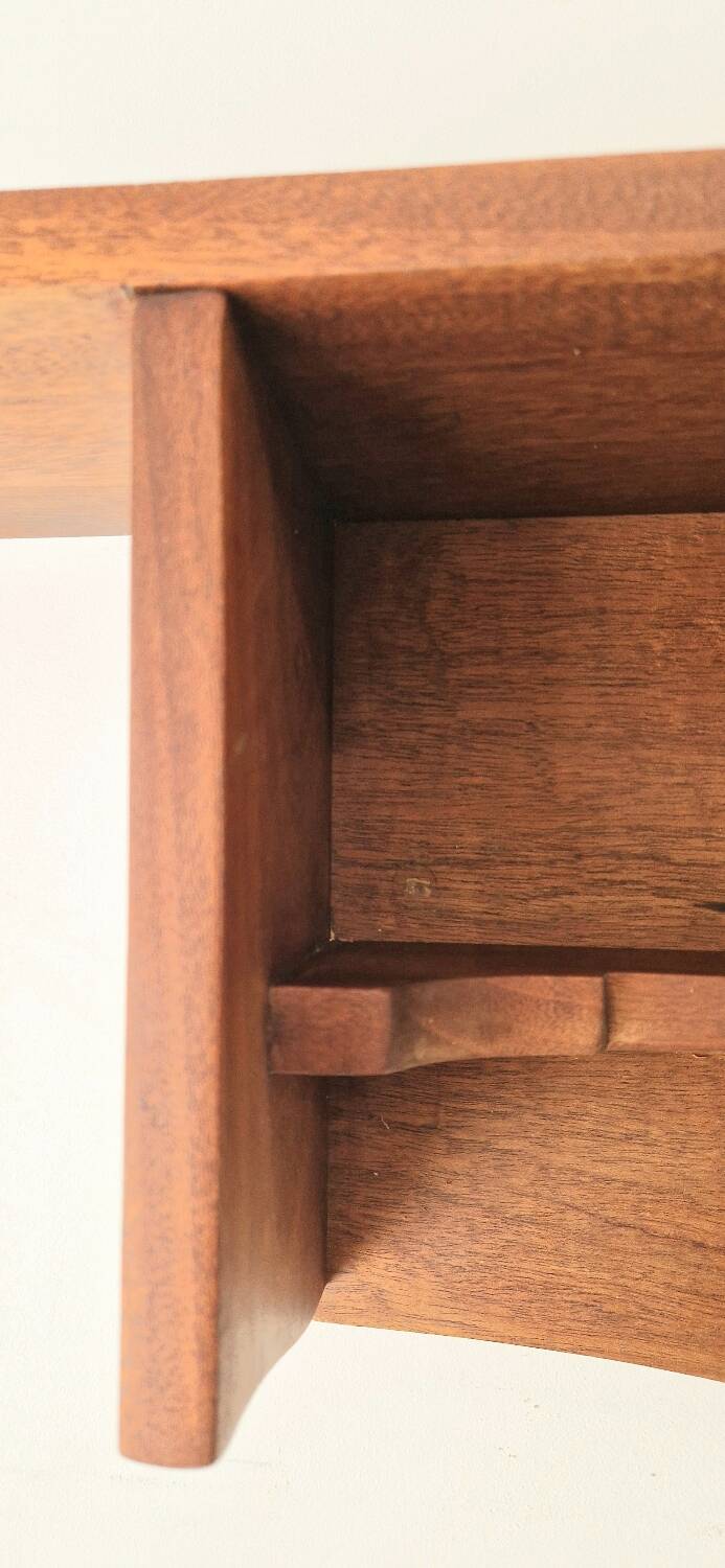 1950s mahogany wood wall shelf