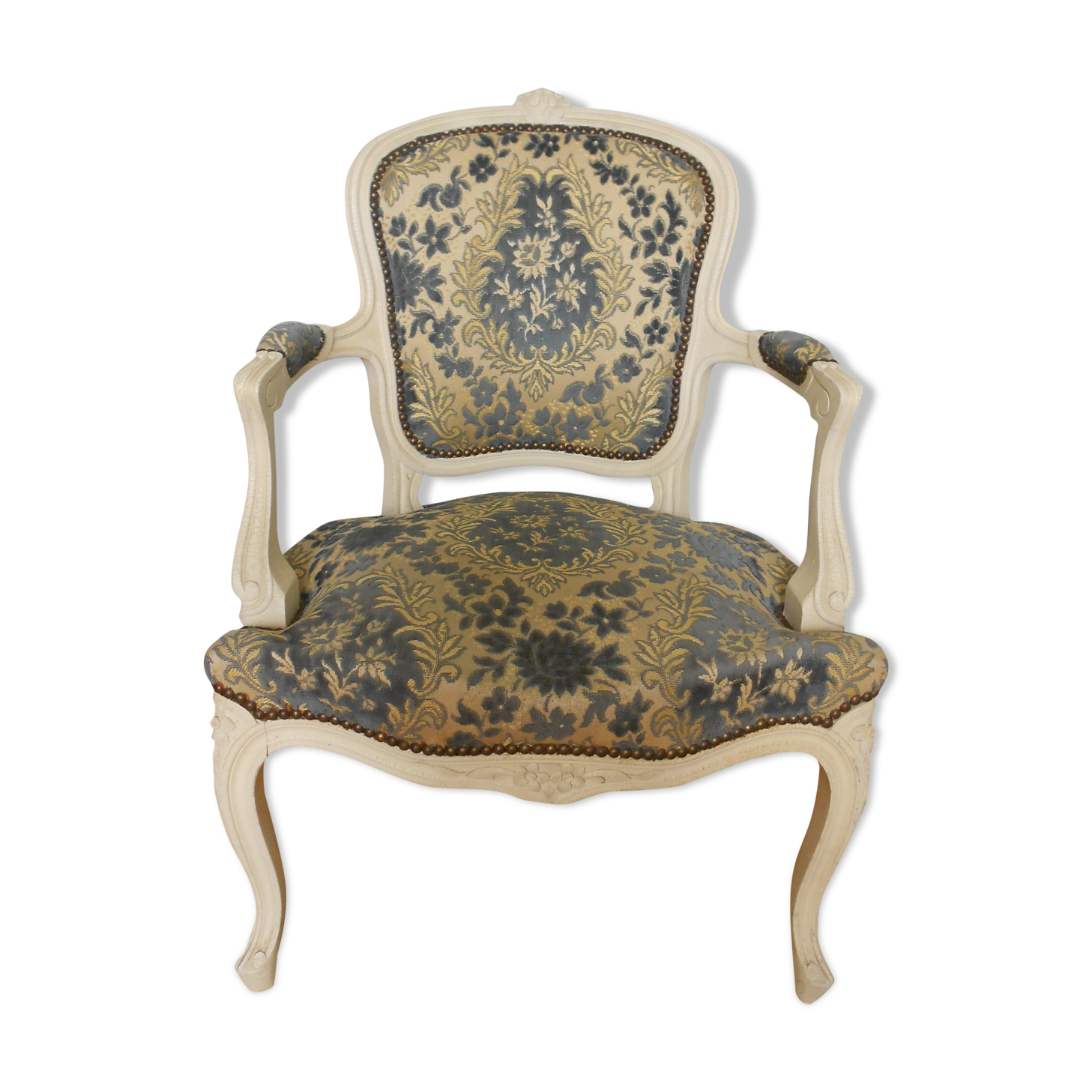 Louis XV-style convertible armchair lined with velvet effect