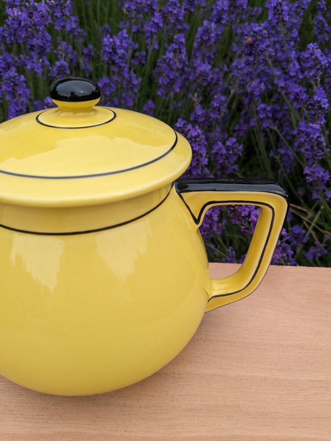 Yellow and black Art Deco style teapot / coffee maker
