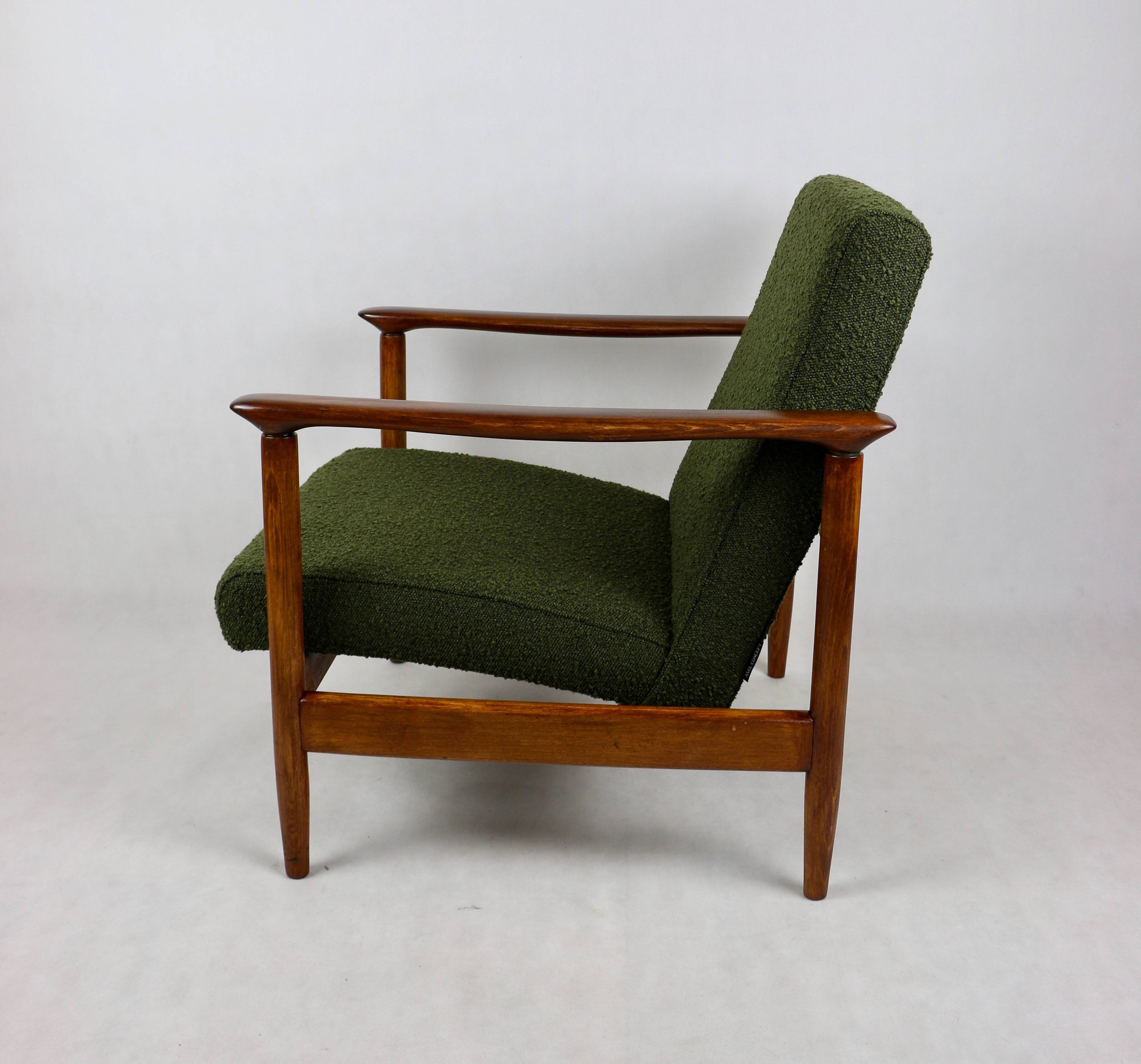 GFM-142 chair in olive boucle, attributed to Edmund Homa, 1970s