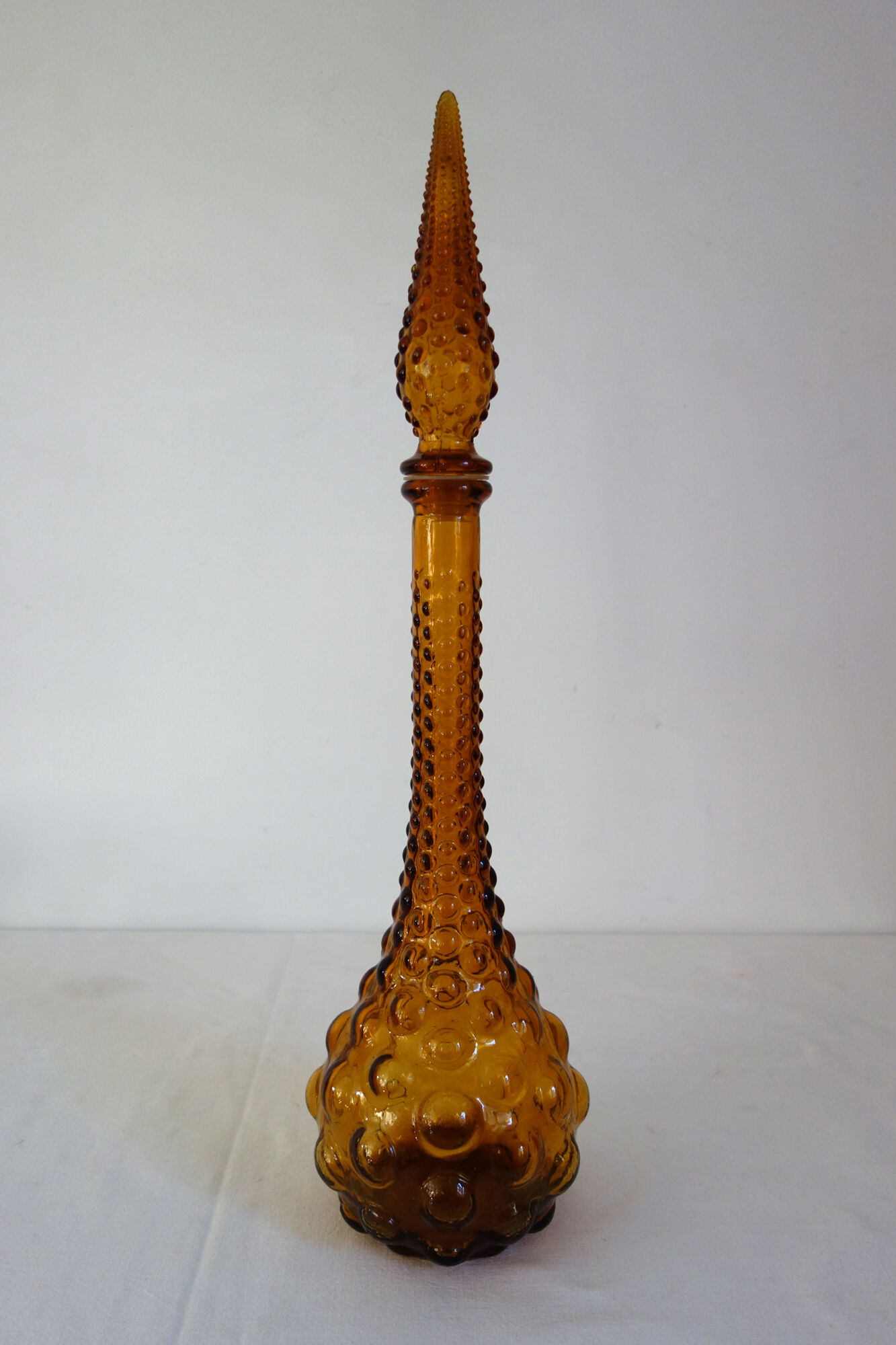 Carafe bottle in brown glass bubbles Empoli 60s