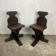 Pair of brutalist oak stools