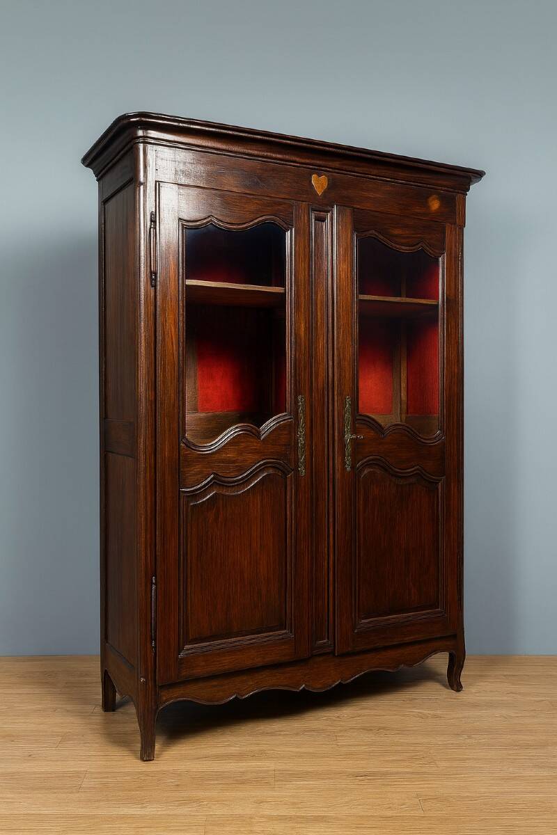 Louis XV style library in walnut, oak, and beech.