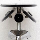 Pair of elliptical italian wall lamps in smoked glass and chrome veca