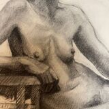 Dessin ancien nu féminin années 40 signé Guiet