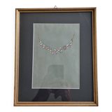 Original gouache from the 1930s, prototype of a unique jewel, New York jeweler, 24 x 28 cm