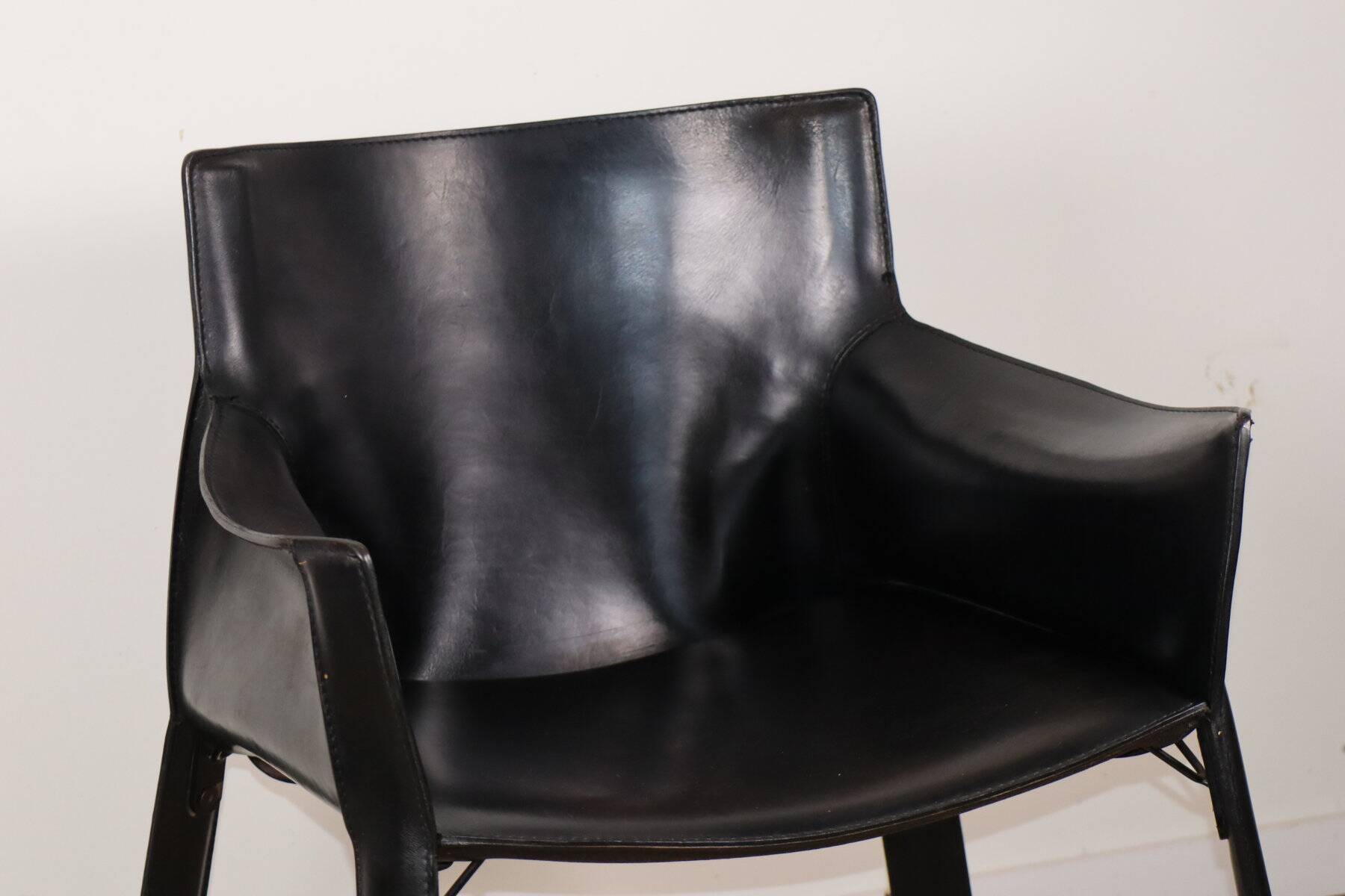 Fauteuil vintage en cuir noir - Années 80