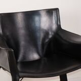 Fauteuil vintage en cuir noir - Années 80