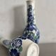 Lot of large Polish ceramic vases with hand-painted blue floral decoration