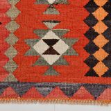 3x11 Orange Tribal Kilim Runner Rug 93x330Cm