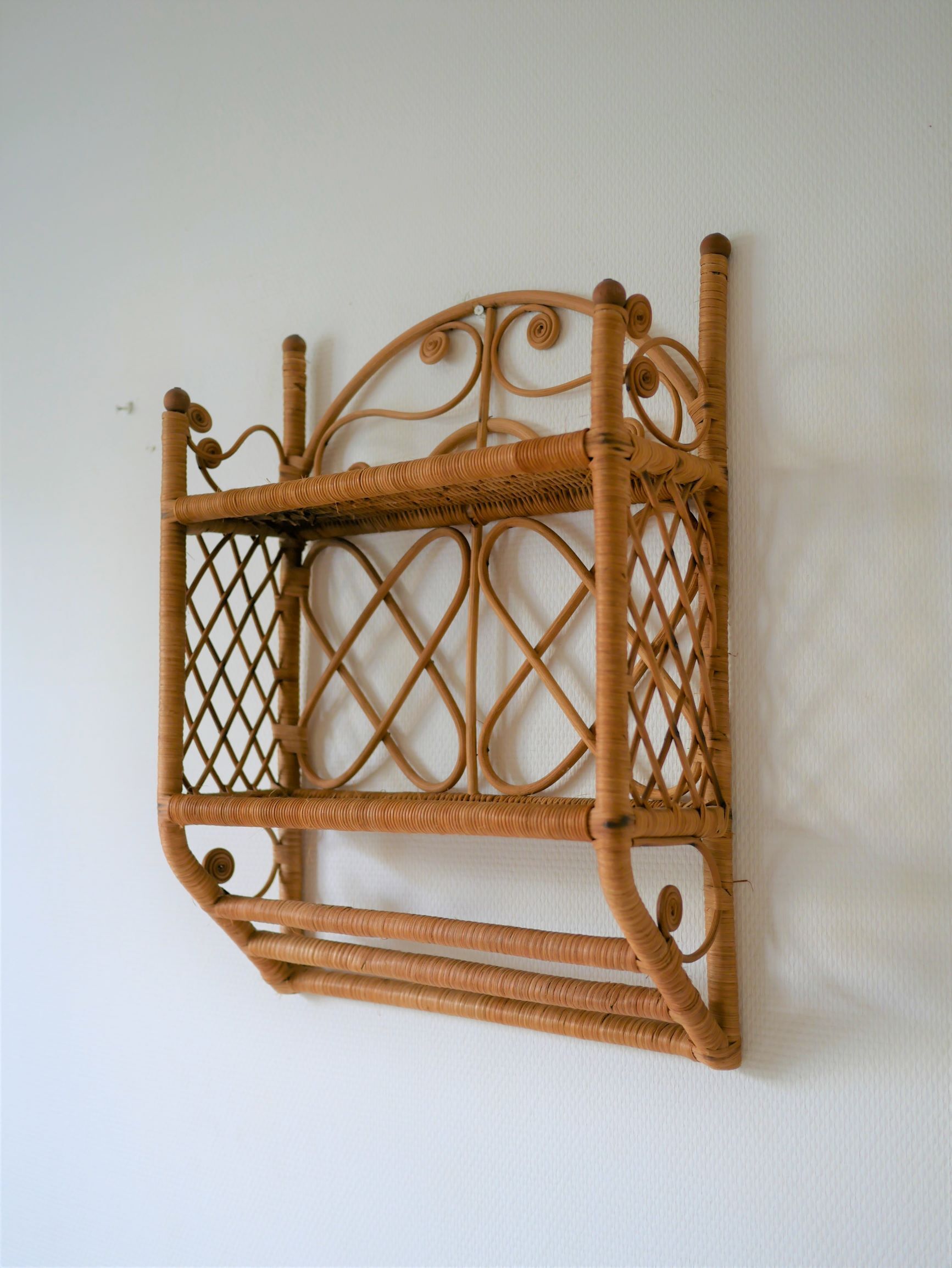 Rattan wall shelf
