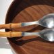 Salad cutlery in natural bamboo and stainless steel 70's