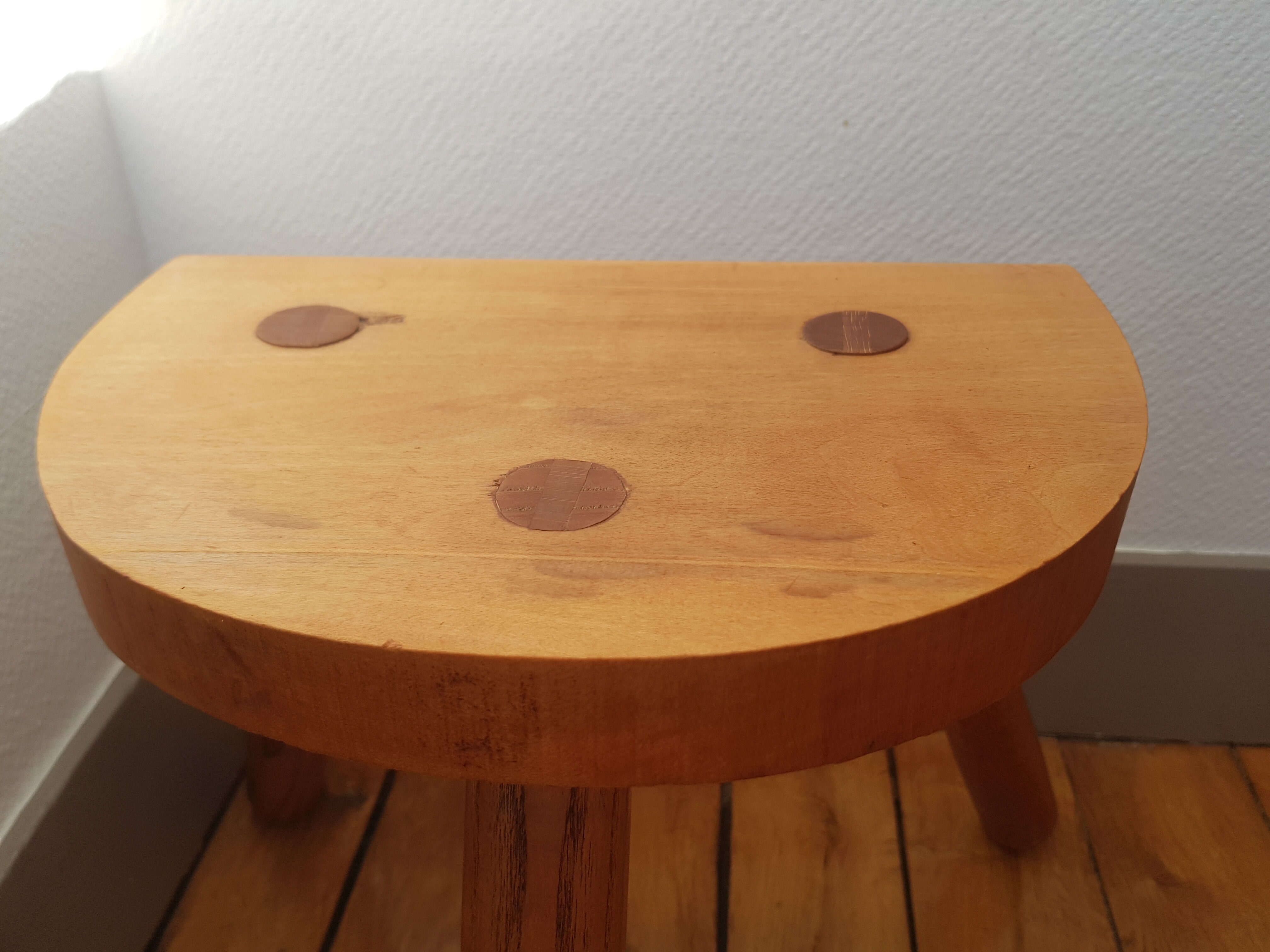 Massive wooden tripod stool