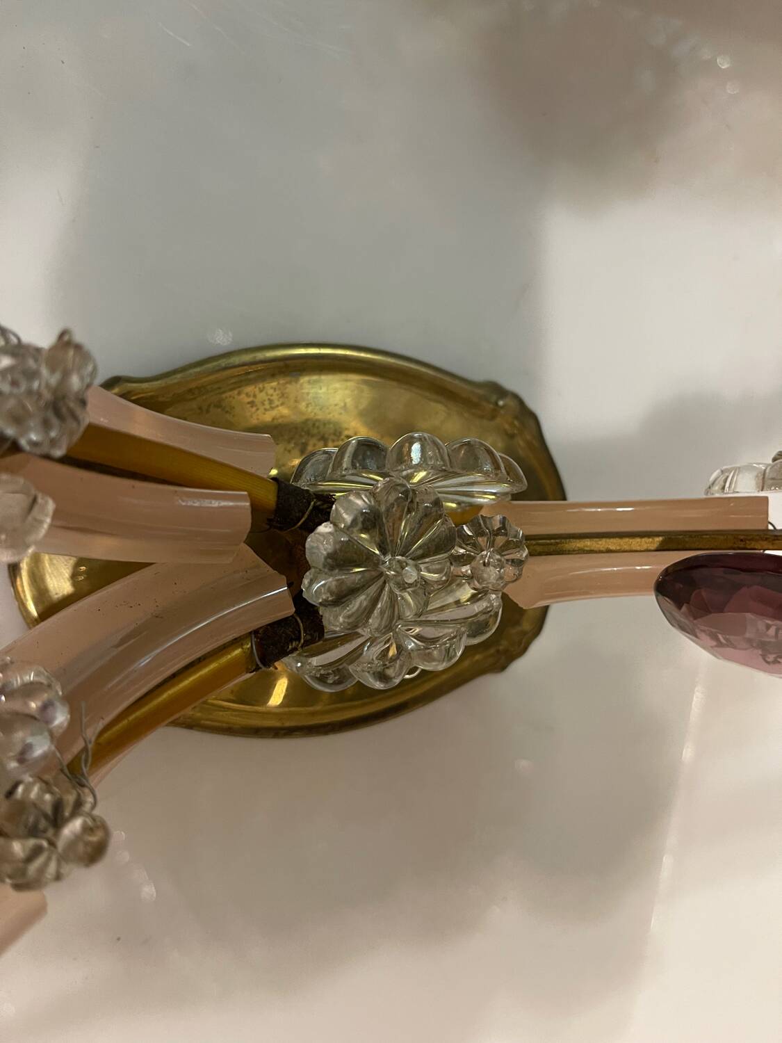 Pink Opaline Glass Sconces Set of 2