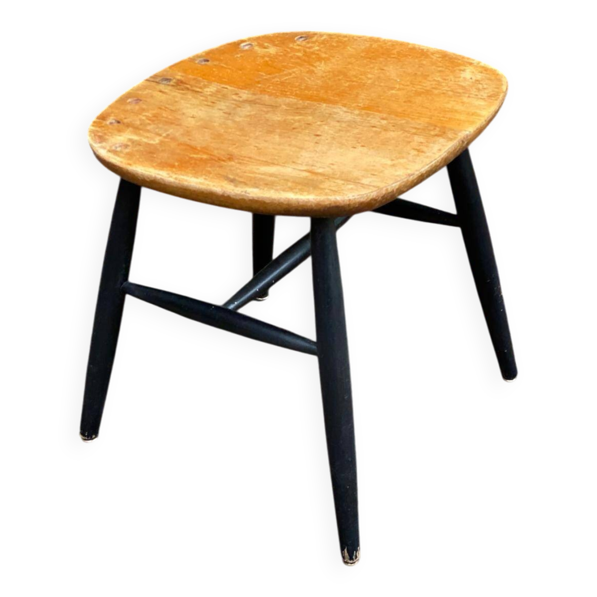 Vintage Scandinavian stool for Asko in solid wood