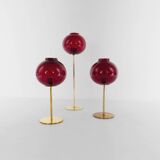Set of three Hans-Agne Jakobsson AB Markaryd NR135 red tealight holders