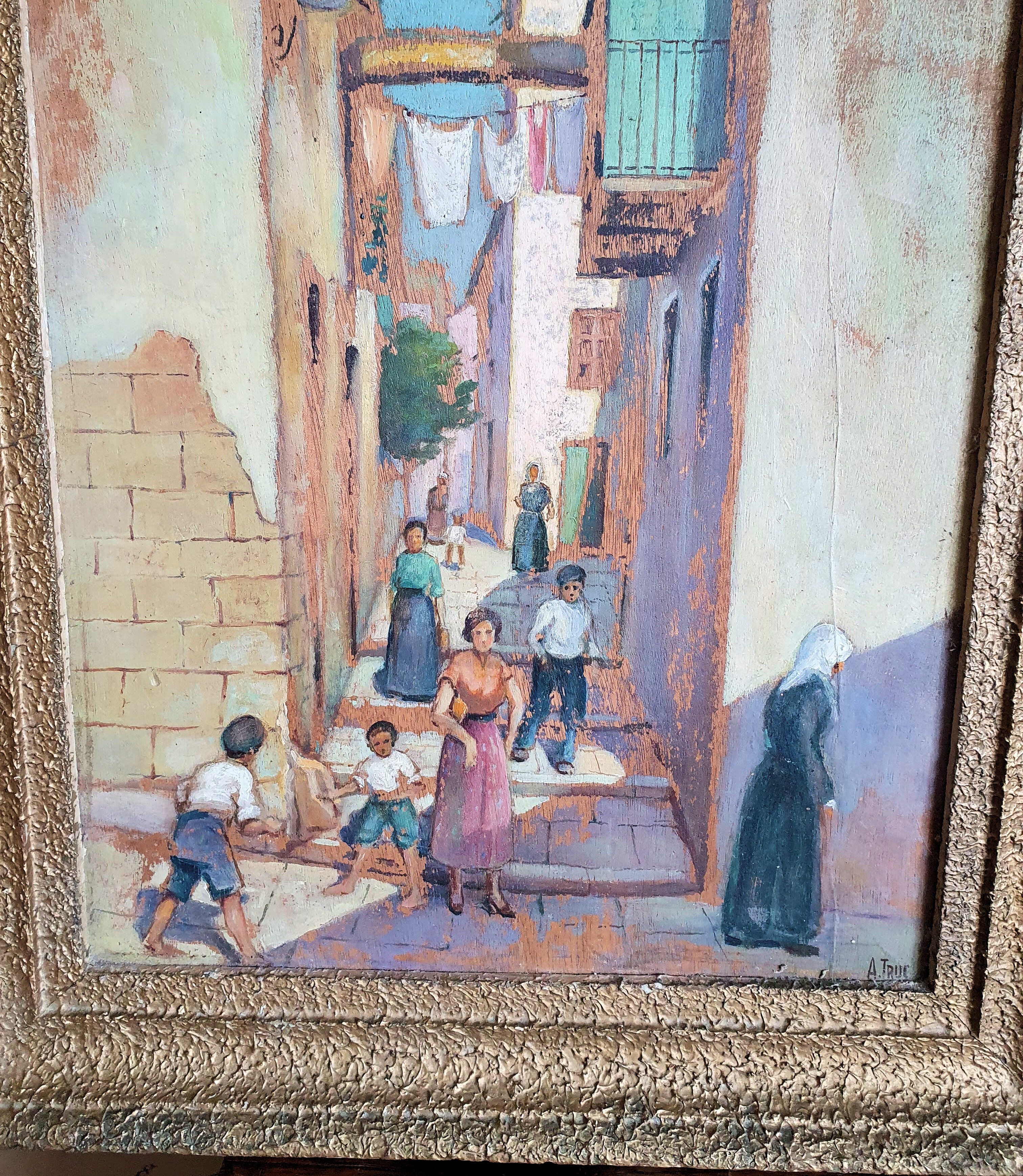 Painting on wood 50X38 cm gilded frame