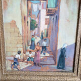 Painting on wood 50X38 cm gilded frame