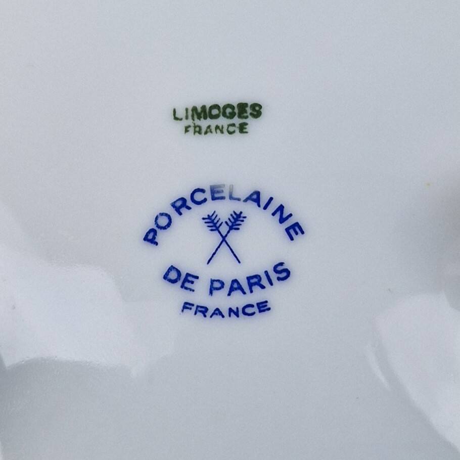 Saladier tripode porcelaine de Paris à décor roses – Coupe vintage