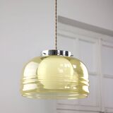 Vintage Italian Chrome and Glass Pendant Lamp, 70s
