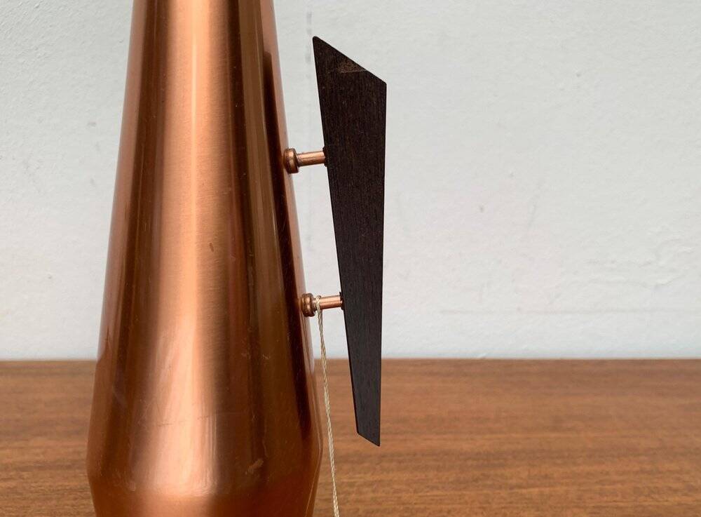 Carafe Vase Cooper and Teak German Mid-Century, 1950s