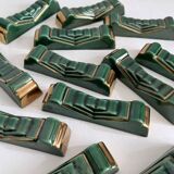 12 vintage green and gold ceramic knife holders from the 50s