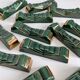 12 vintage green and gold ceramic knife holders from the 50s