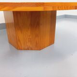 Vintage round pine coffee table from the 70s