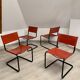 Set of 4 metal chair and tubular leather Matteo Grassi 1970